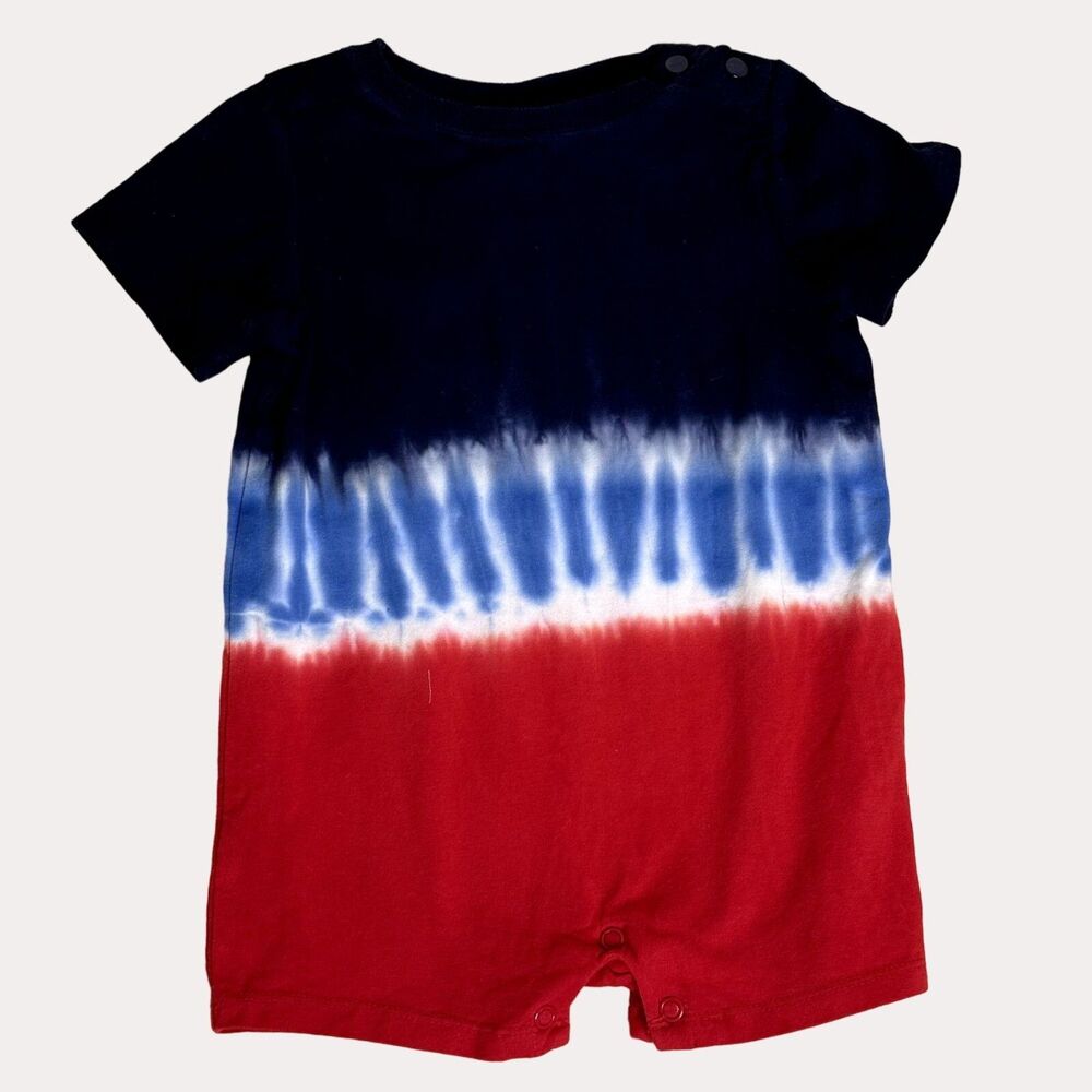 Tommy Bahama Tie Dye Romper Baby Infant Red White Blue 6 9 Month